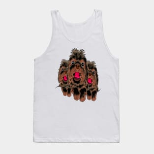 Mosaic of three Yorkie Poo dogs in black and brown colors with their tongues sticking out. Tank Top